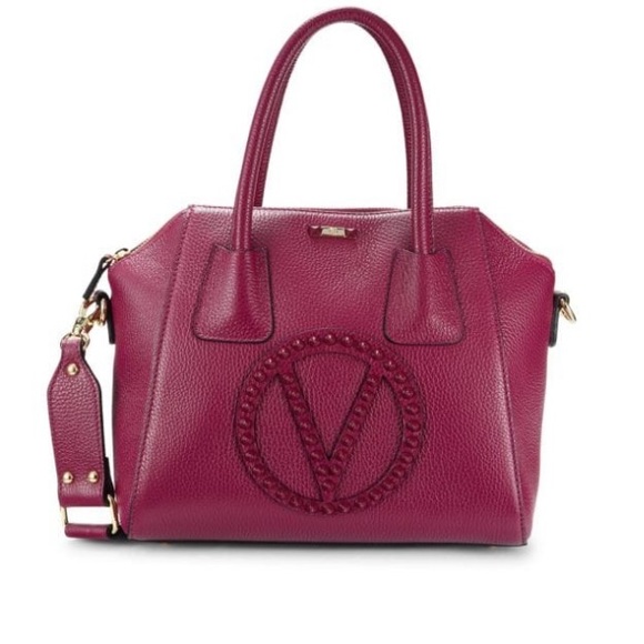 Textured Leather Top Handle Bag- Magenta